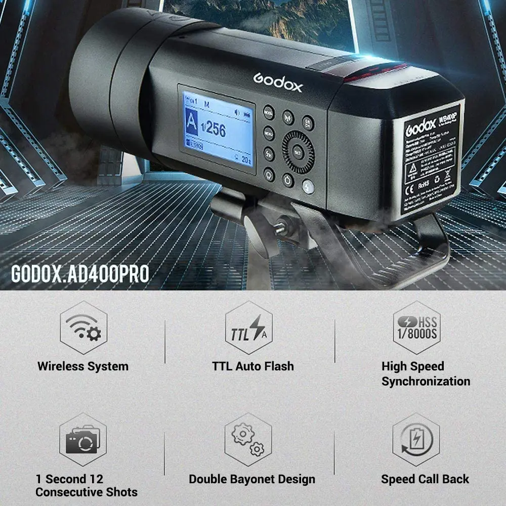 Вспышка уличная Godox AD400Pro AD400 Pro 400ws GN72 TTL с питанием от аккумулятора стробоскоп vs AD200