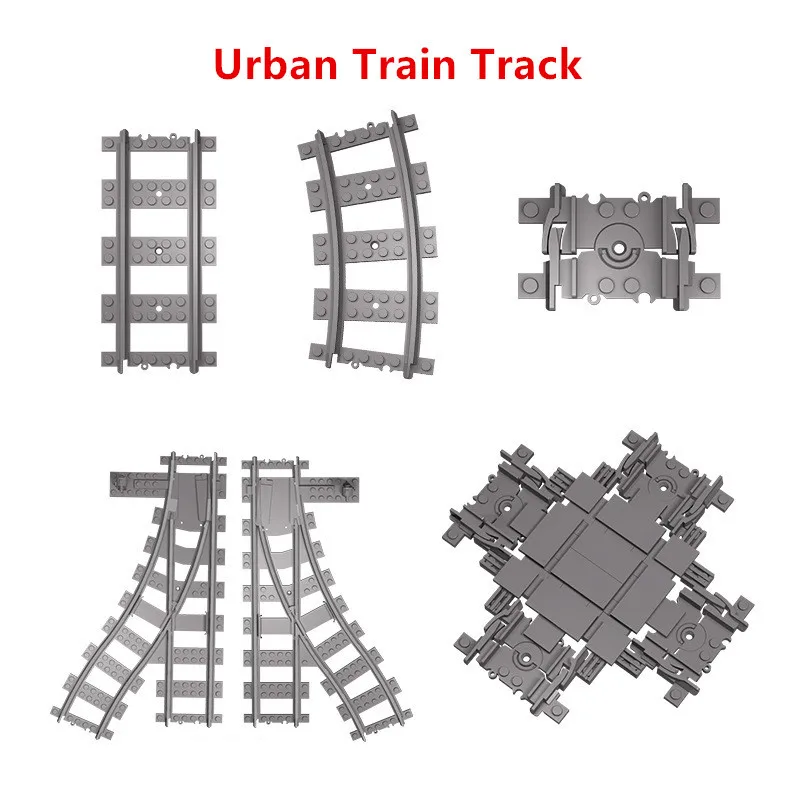 

City Train Tracks Cross Track Straight Curved Railway Building Blocks Compatible All Brands Urban Trains Rails Bricks Kids Toys