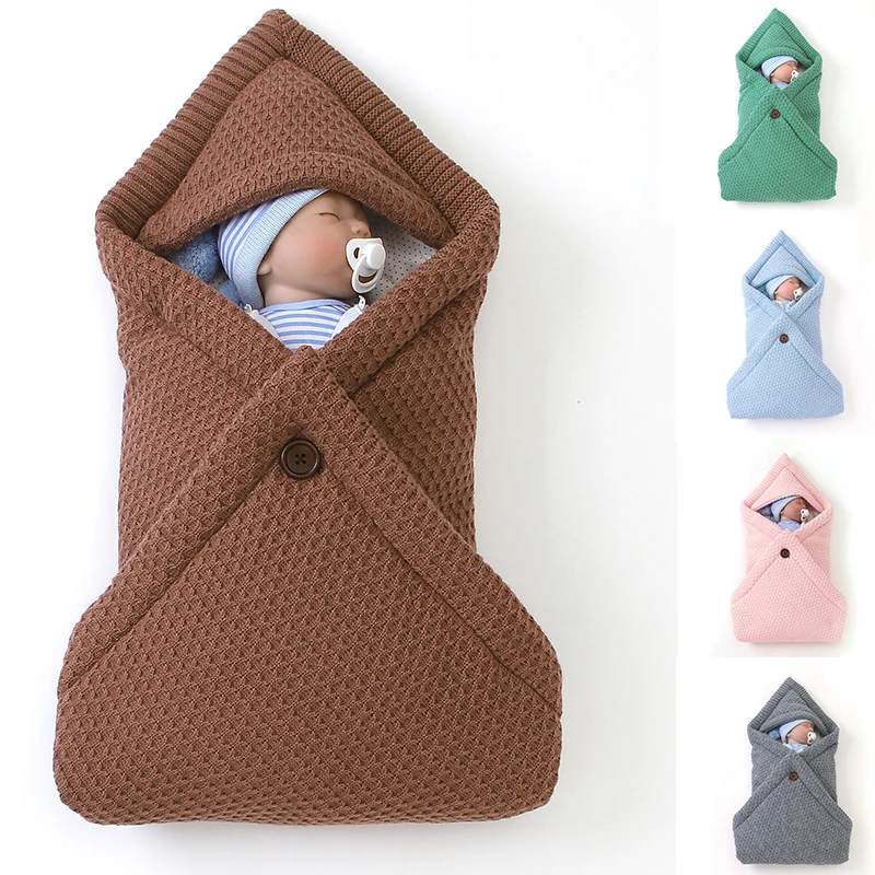 

Winter Baby Sleeping Bag Envelope Kids Sleepsack Footmuff For Stroller Knitted Sleep Swaddle Sack Knit Newborn Slaapzak Wool