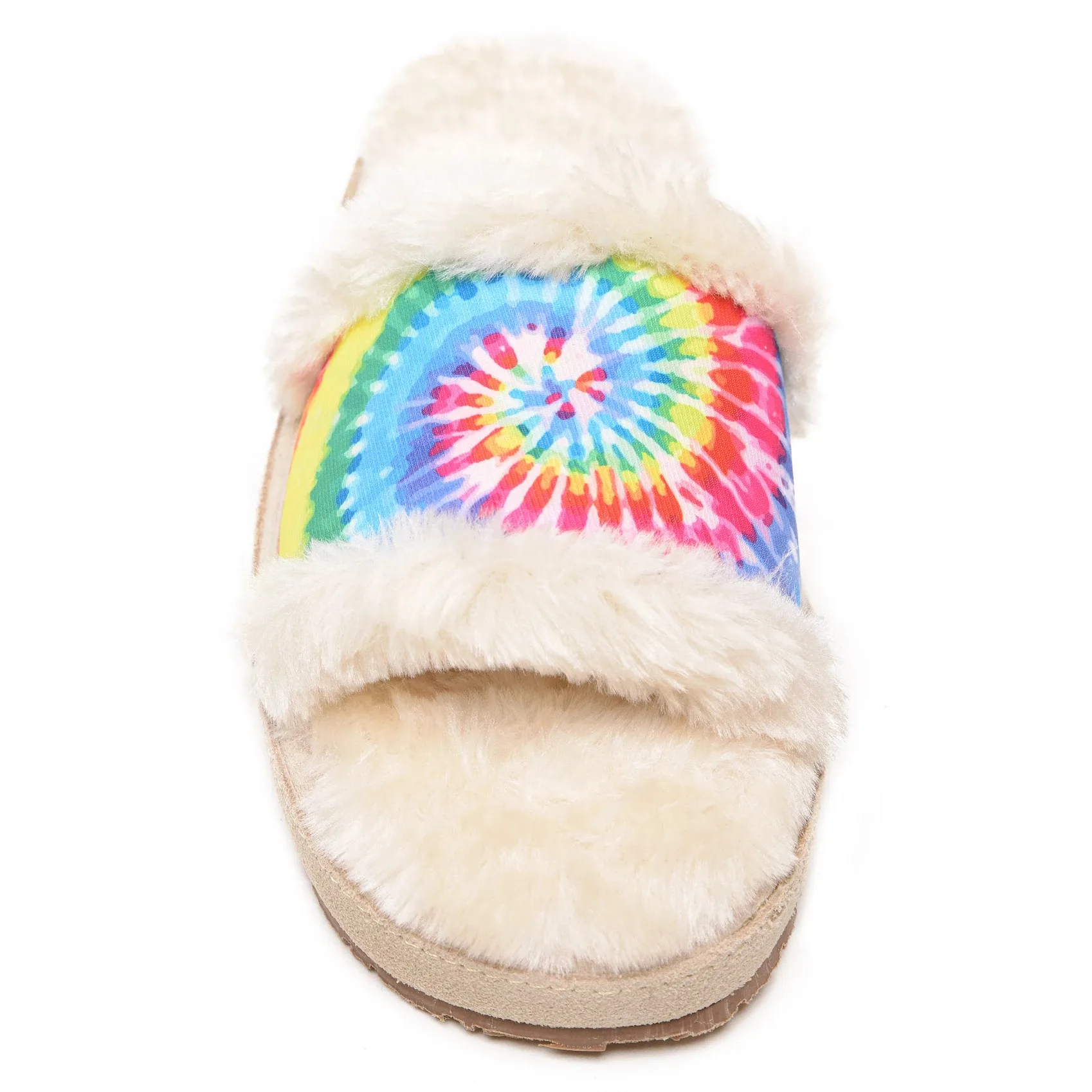 Женские домашние меховые тапочки Rainbow мягкие пушистые шлепанцы толстая плоская