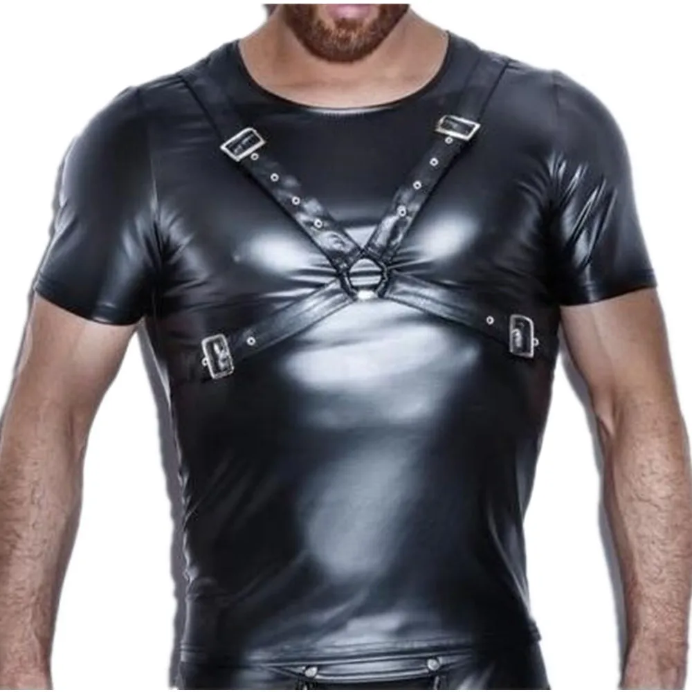 Женское черное сексуальное нижнее белье из искусственной кожи футболки для