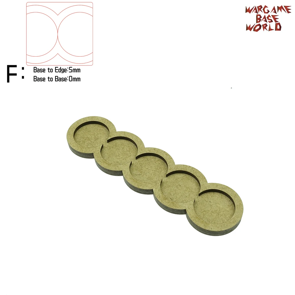 Wargame Base World- Movement Tray- 5 round 25mm- Line Shape MDF