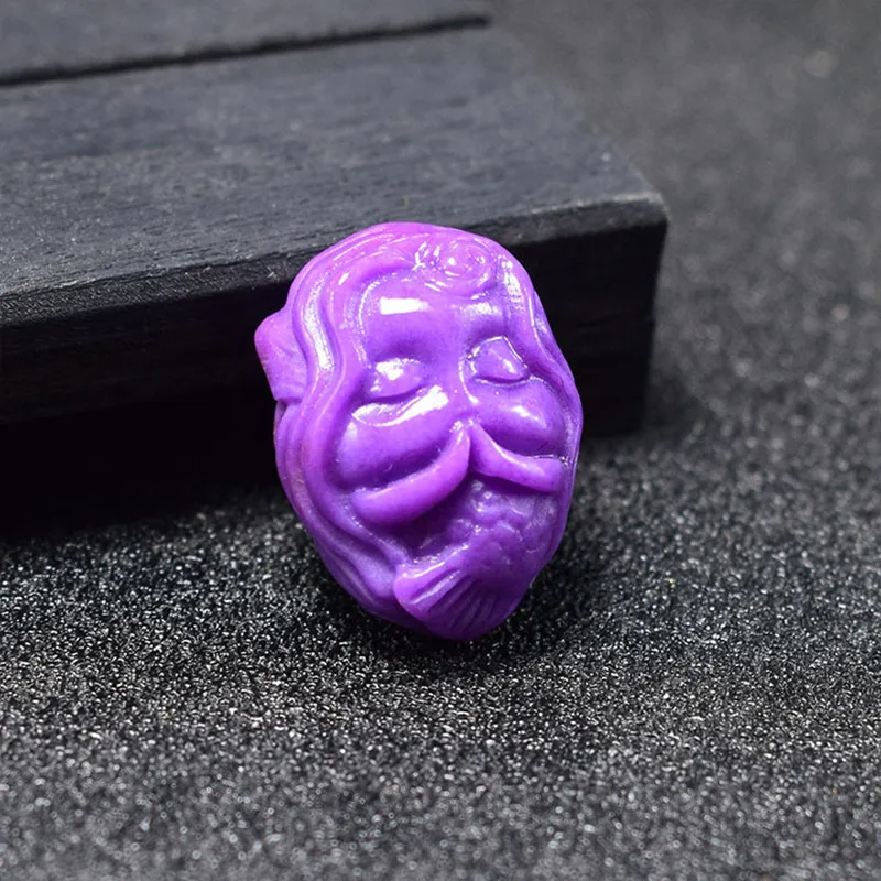 

1PC Natural Purple Mica Crystal Quartz Carved Pendant Beads Natural Stone Charm Accessories for Making Jewelry