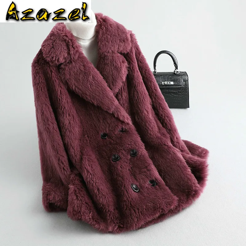 

Женское пальто из натурального меха YOLANFAIRY, зимняя куртка, женские меховые пальто из 100% шерсти, теплая Корейская одежда, Casaco Feminino Inverno KQN19083