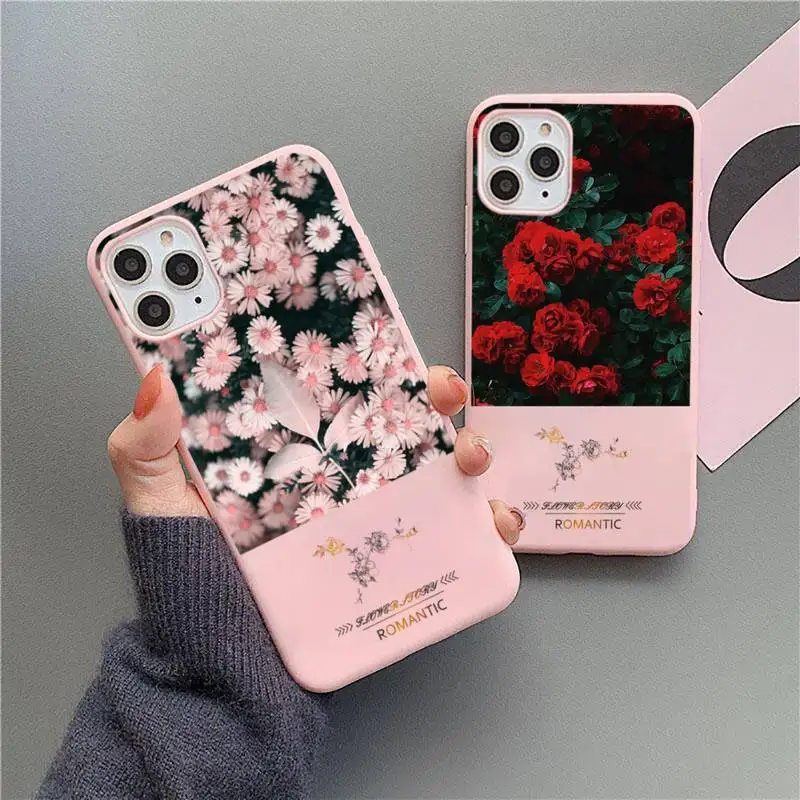 

Summer Flowers Pineapple Phone Case Candy Color for iPhone 11 12 mini pro XS MAX 8 7 6 6S Plus X 5S SE 2020 XR Cover Shell