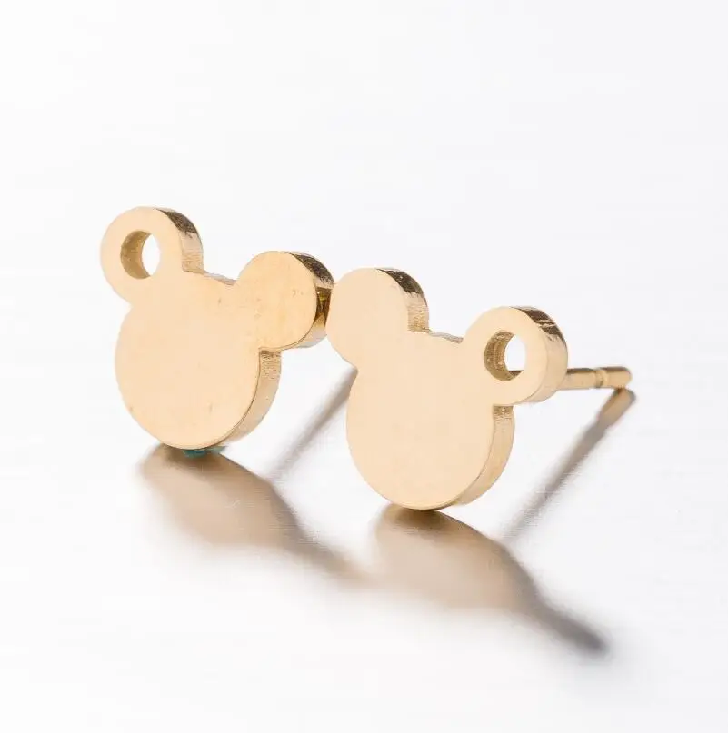 gold earrings Yiustar Грация серьги «Микки Маус» крошечные Микки серьги для женщин девочек детей детские серьги-гвоздики мини мультфильм Ювелирные изделия Подарки - Metal Color: gold earrings