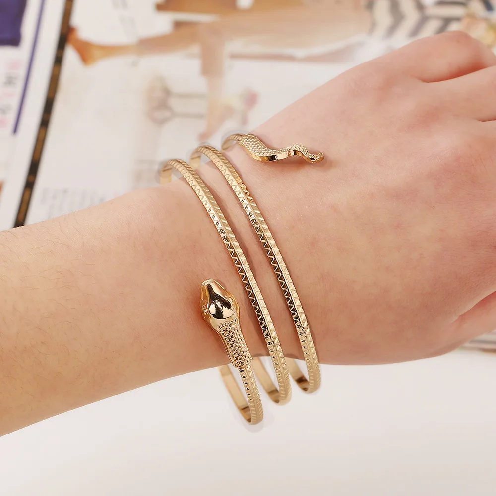 Готический панк Змеиный браслет браслеты для женщин Гипербола винтажные