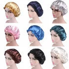 Атласная женская шапочка для ухода за волосами, Регулируемая Шапочка для ночного сна, однотонная атласная ночная шапочка для ухода за волосами для женщин и мужчин, аксессуары для волос