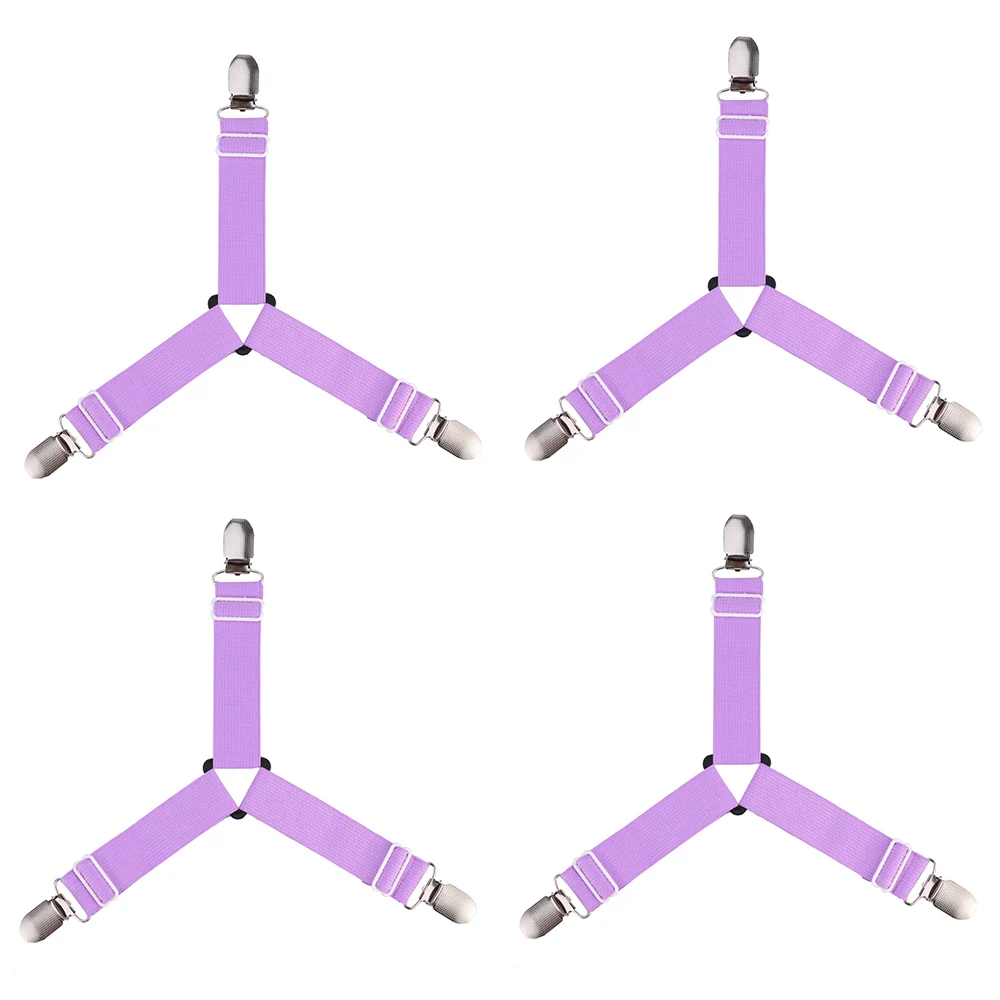 Purple 4 шт., зажимы для простыней, регулируемый эластичный Крепежный ремень, держатели для постельного белья, зажимы для простыней, матрац - Цвет: Purple