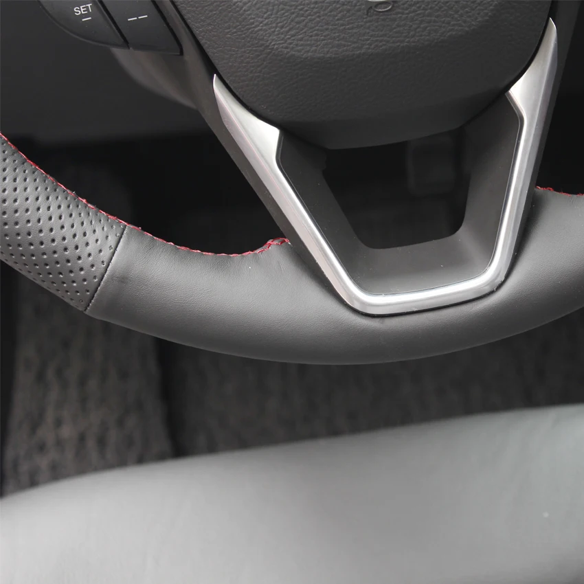 

LQTENLEO Black Artificial Leather DIY Car Steering Wheel Cover For Ford Mondeo Fusion 2013-2019 EDGE 2015-2019