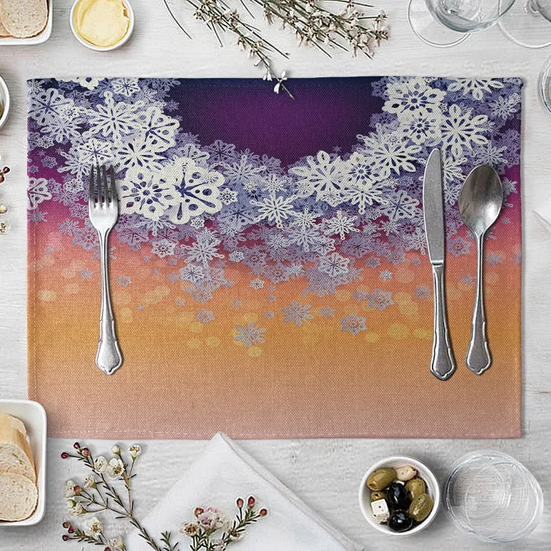 Подстилка салфетка со снежинками для обеденного стола зимний коврик