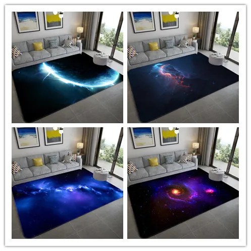 Galaxy Space Stars pattern Carpets for Living Room Bedroom Area Rug Kids Room play Mat Soft Flannel 3D Printed Home Large Carpet