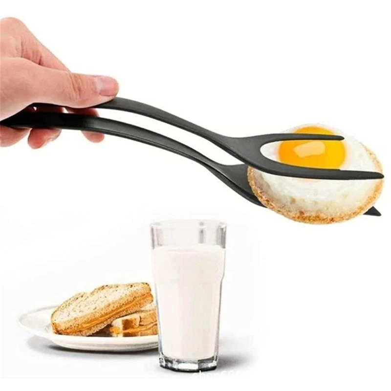

2 In 1 Non-Stick Food Clip Tong Fried Egg Cooking Turner Pancake Spatula Pizza Barbecue Omelet Kitchen Clamp Kitchen Accessories