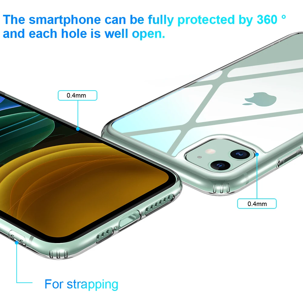Роскошный прозрачный мягкий ТПУ чехол из закаленного стекла для Apple iPhone 11 6 1 Чехол