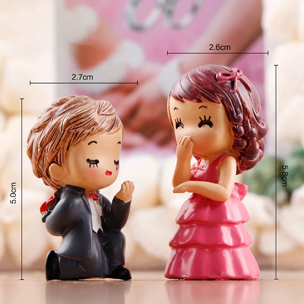 Fashion 2Pcs Resin Propose Lover Doll Miniature Figurines Ornament Home Garden Dollhouse Decor | Дом и сад