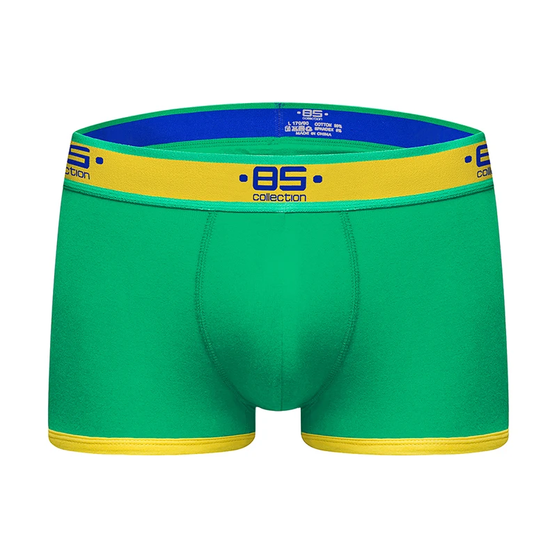 BS180-green Фирменное Мужское нижнее белье, боксеры, сексуальные хлопковые боксеры, Мужские боксерские шорты для геев, мужское нижнее белье, мужские трусы для мальчика, Слип B0040 - Цвет: BS180-green