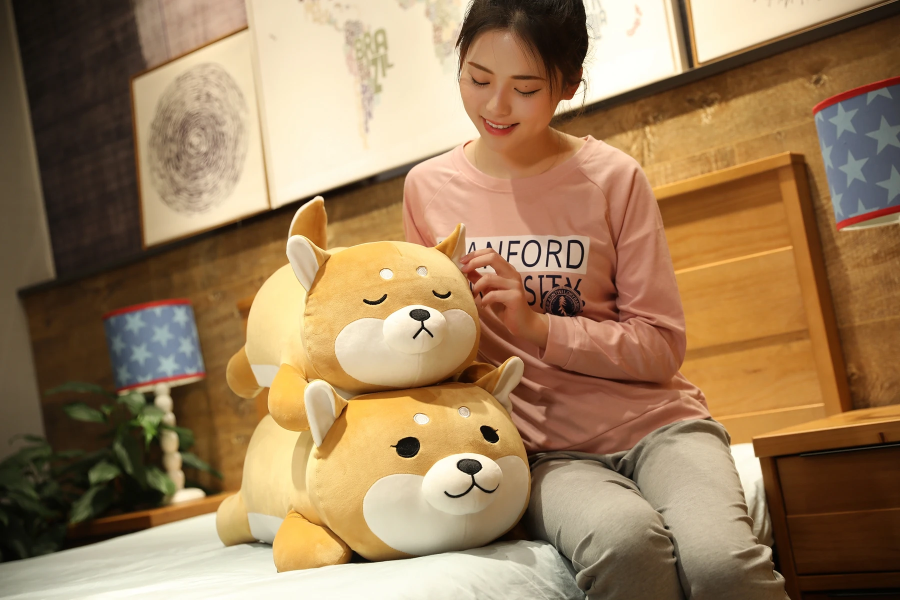 Огромный 35-75 см милый корги и Шиба ину собака плюшевые игрушки Kawaii лежащий Хаски Подушка Мягкие куклы животных подарок для детей
