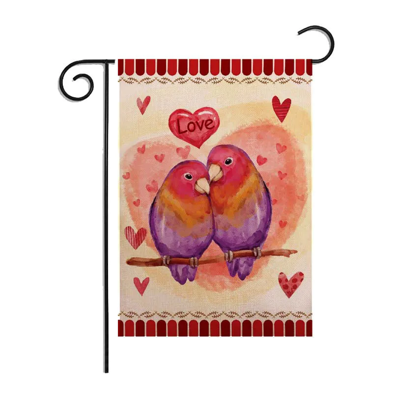 Садовый флаг на День святого Валентина 30x46 см в клетку с любовным сердцем