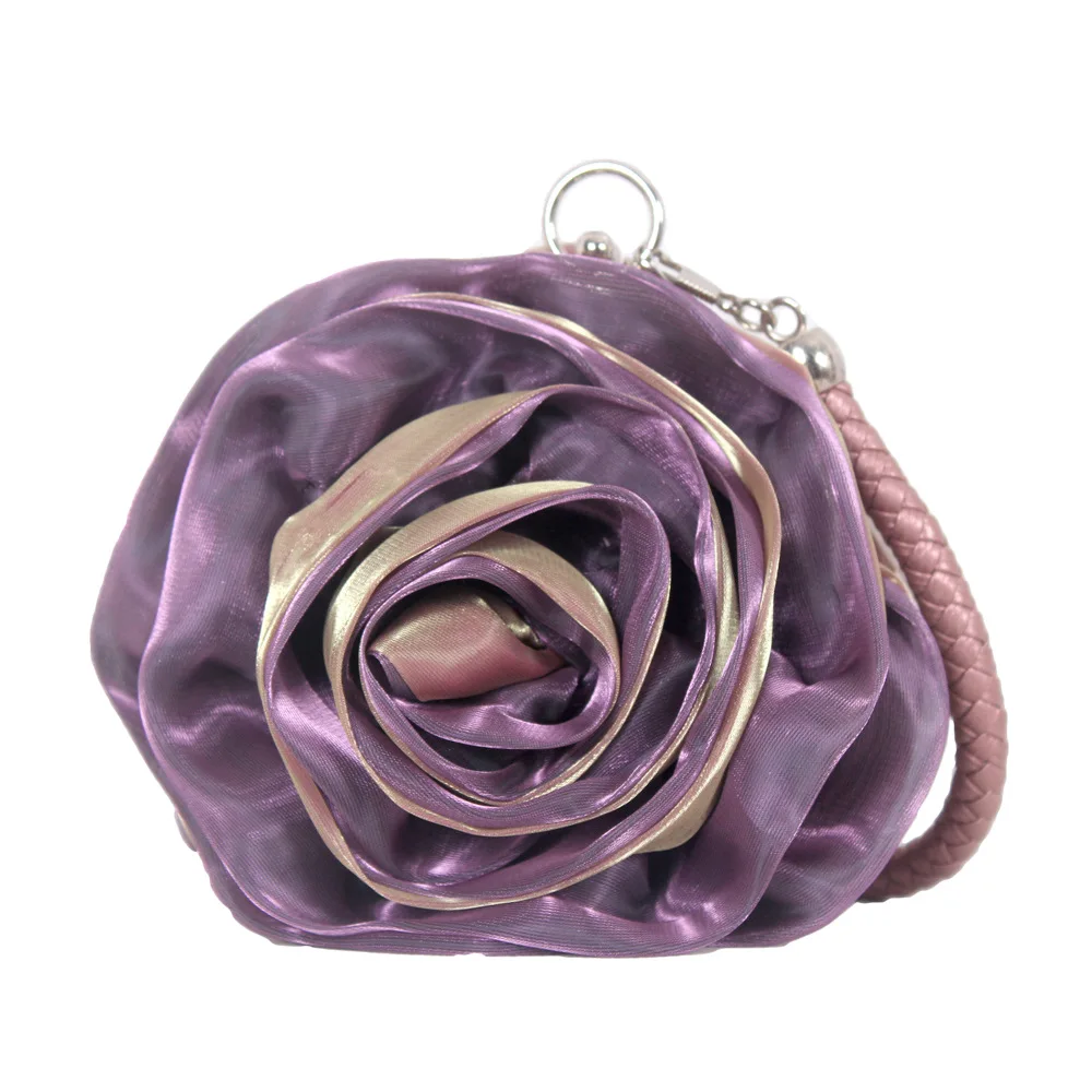 

Large Three-dimensional Rose Flower Bag Bridal Wedding Banquet Silk Camellia Bag Dress Dinner Elegant Luxury Wedding Handbag