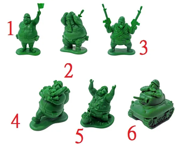 ПВХ Рисунок зеленый жир солдат украшение игрушечной модели 6 шт./компл.|pvc figure|toy