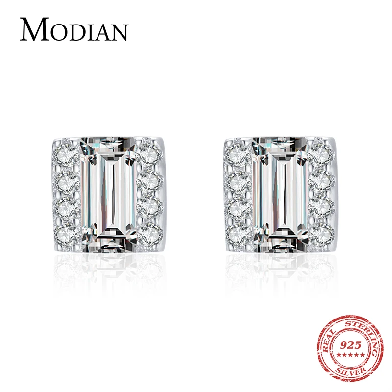 Modian 925 стерлингового серебра серьги для женщин с геометрическим узором в винтажном стиле Изумрудная огранка