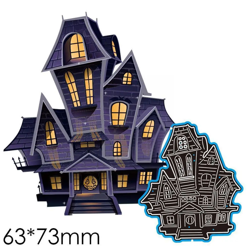 

Пресс-формы в виде замка на Хэллоуин новинка металлический самодельный альбом бумажная поздравительная открытка тиснение украшение Трафа...