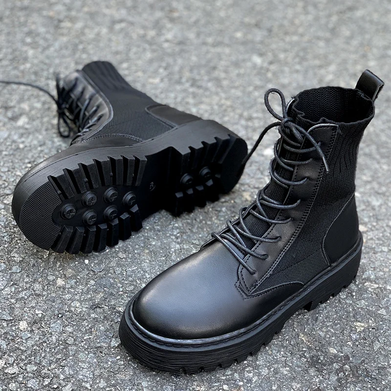 

Новые женские Ботинки Martin Корейская версия сетки знаменитости Дикий Британский Стиль Стрейчевые колготки мотоциклетные ботинки средней д...