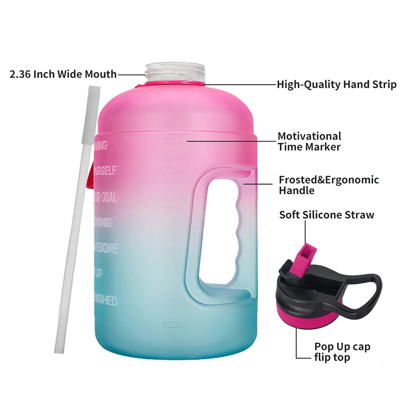 Пластиковые бутылки для воды с широким горлышком объемом л соломинкой без БФА