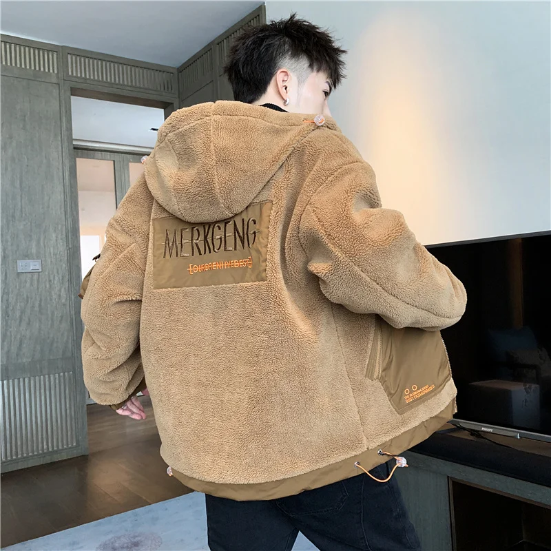 

2021 New Korean Style Coat In Autumn And Winter Adding Plush Jacket For Men's Wear Thickening Cotton-Padded Clothe Leisure