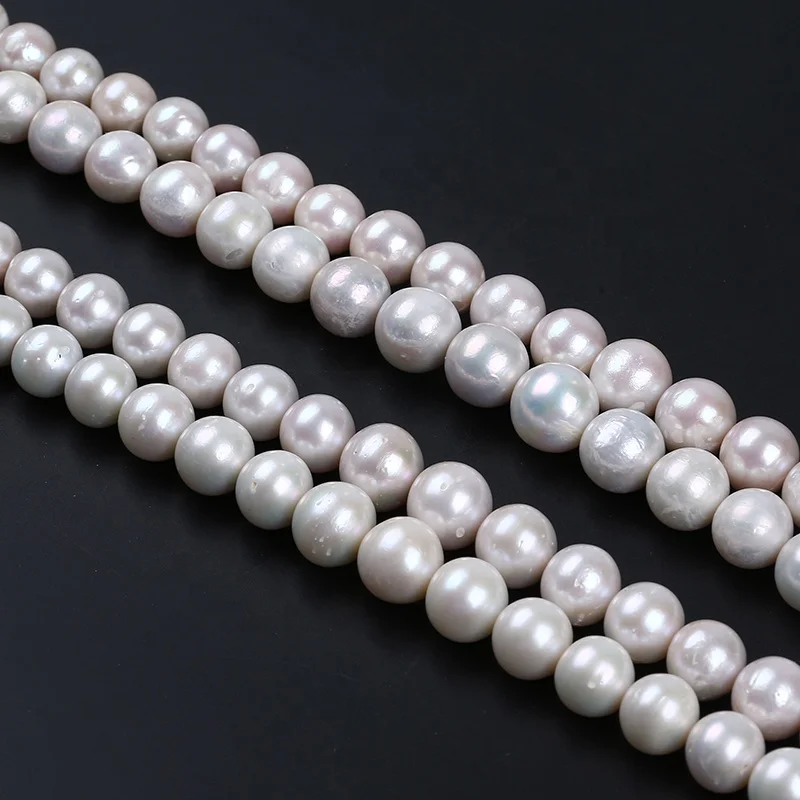 

10-14mm Natural White Freshwater Edison Round Pearls Beads Strand For Jewellery Making