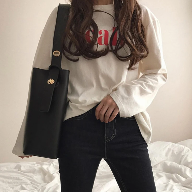 

Casual for Women Shoulder Bags PU Leather Bucket Crossbody Bags Female Large Capacity Handbag Shopping Bag Totes bolsa feminina