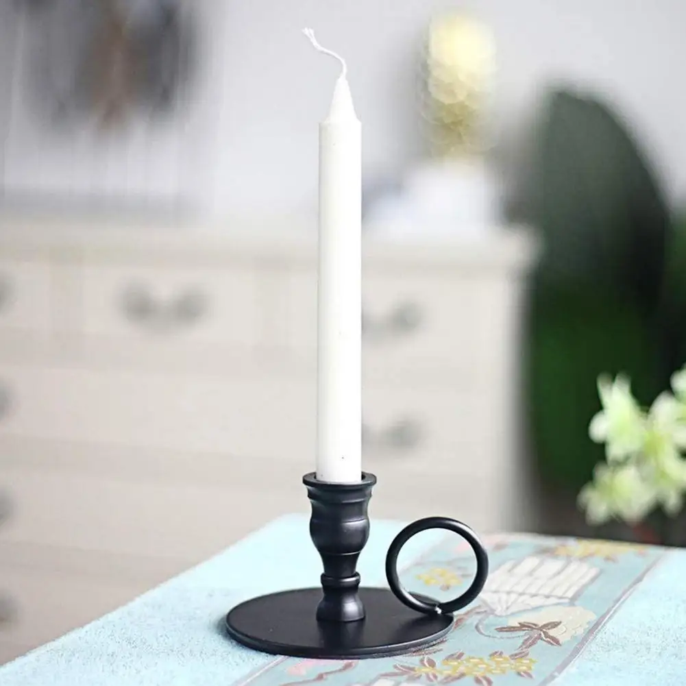 

2Pcs Candle Holder Retro Taper Shape Metal Portable Decorative Candlestick for Home