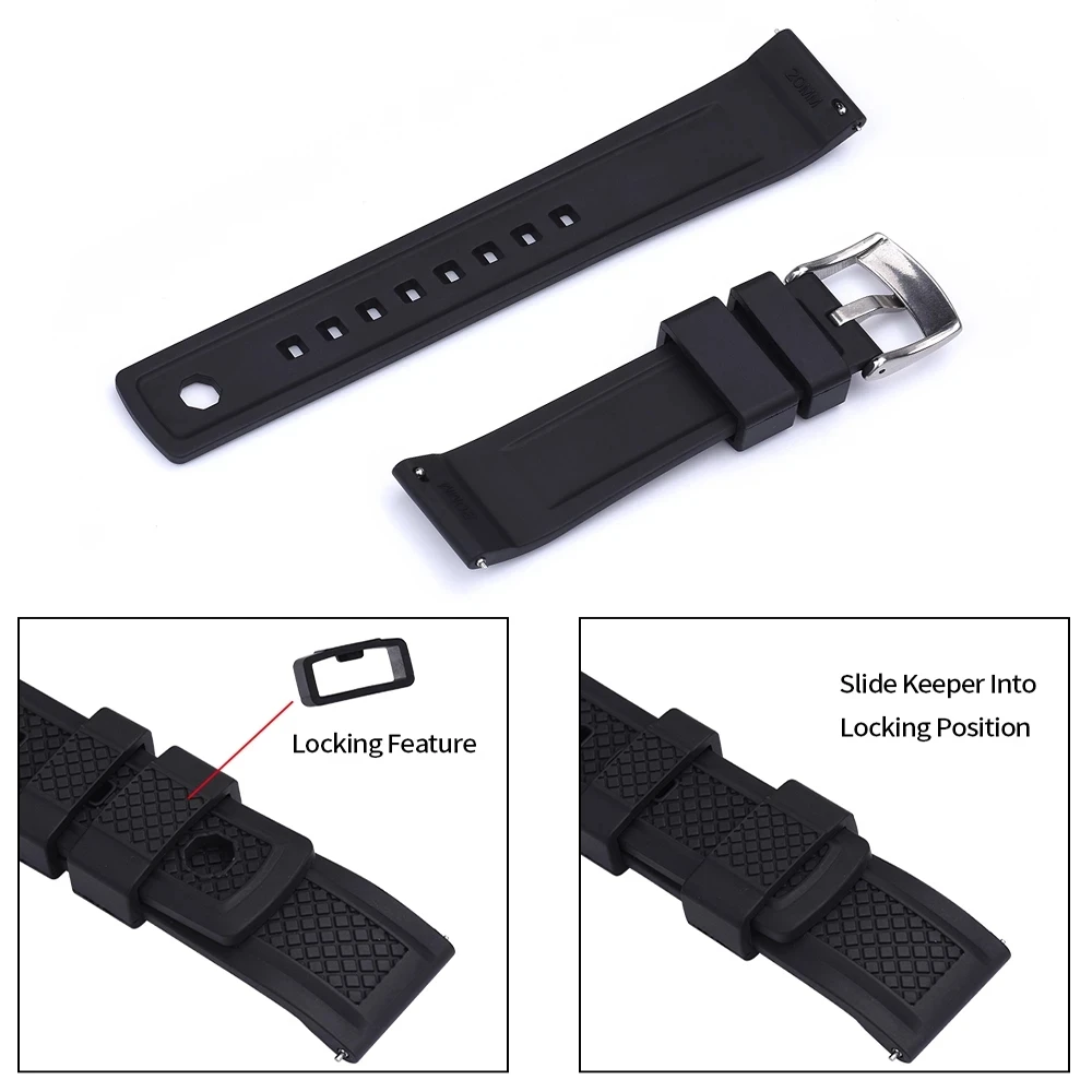 

20mm 22mm Summit Fluorine Rubber Strap Suitable For Huawei/Samsung Galaxy/Seiko Watchband With Quick Release Spring Bar Bracelet