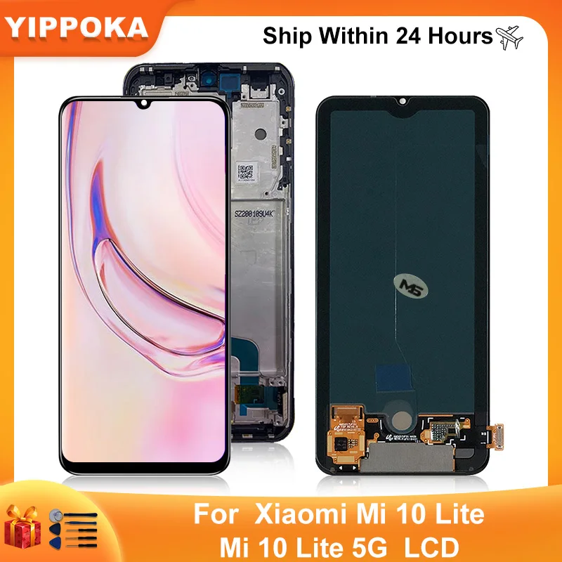 Pantalla t&aacute;ctil LCD Original de 6,57 pulgadas para Xiaomi Mi 10 Lite, digitalizador de pantalla para Xiaomi 10 Lite 5G M2002J9G, piezas de repuesto-0