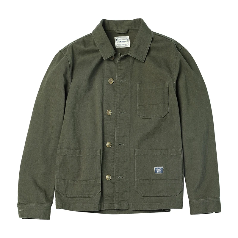 army green Куртка-карго из хлопка SIMWOOD, модная верхняя одежда высокого качества, новая брендовая модель SI980592 большого размера на осень - Цвет: army green