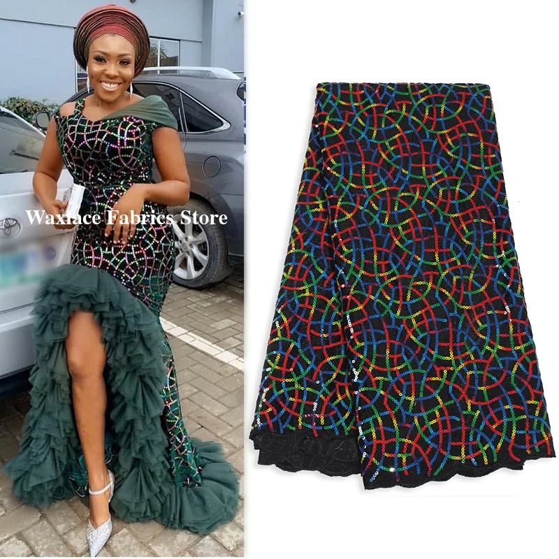 Новейшая полосатая блестящая французская бархатная кружевная ткань нигерийское