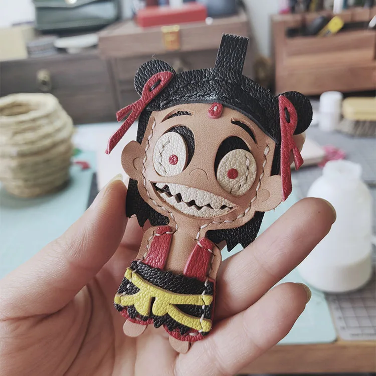 

Handmade leather goods which Cha pendant Keychain diy material bag leather gifts customized products leathercraft leather sheet