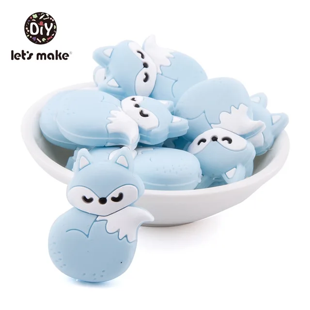 blue Силиконовые Бусины, 3 шт, животные, Мультяшные формы, BPA бесплатно, силиконовые бусины для детей, качество еды, Прорезыватель для зубов, крошечные стержни, Детские Прорезыватели - Цвет: blue