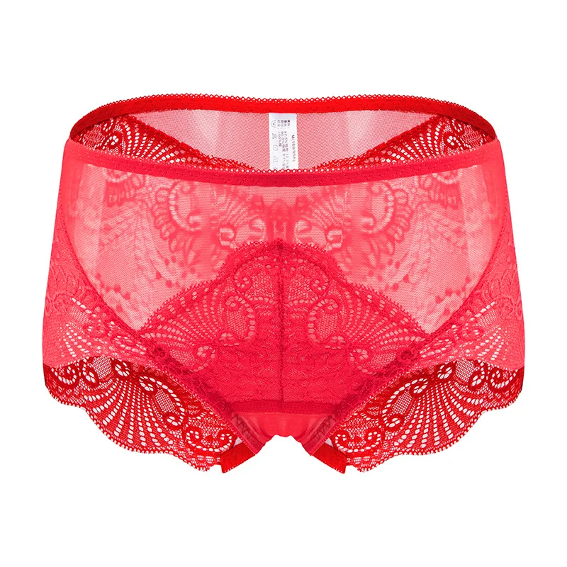 

New Ladies Underwear Sexy Hollow Size Seamless Antibacterial Crotch Briefs Lace Transparent Waist Lace Edge Panties Sexy