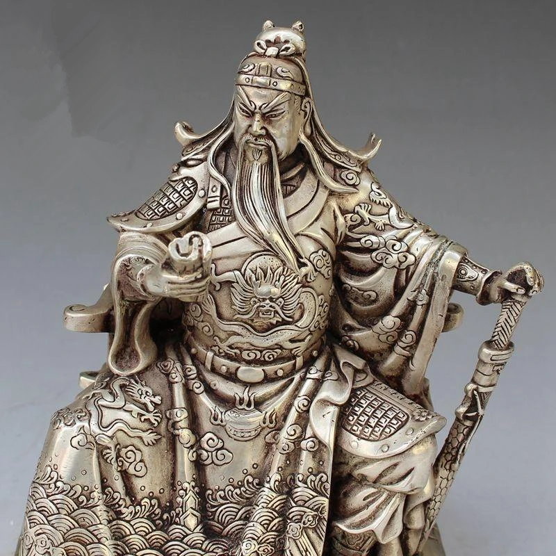

Collectible Decorated Handwork Tibet Silver Guan gong guan yu statue family decoration gift metal handicraft Statue