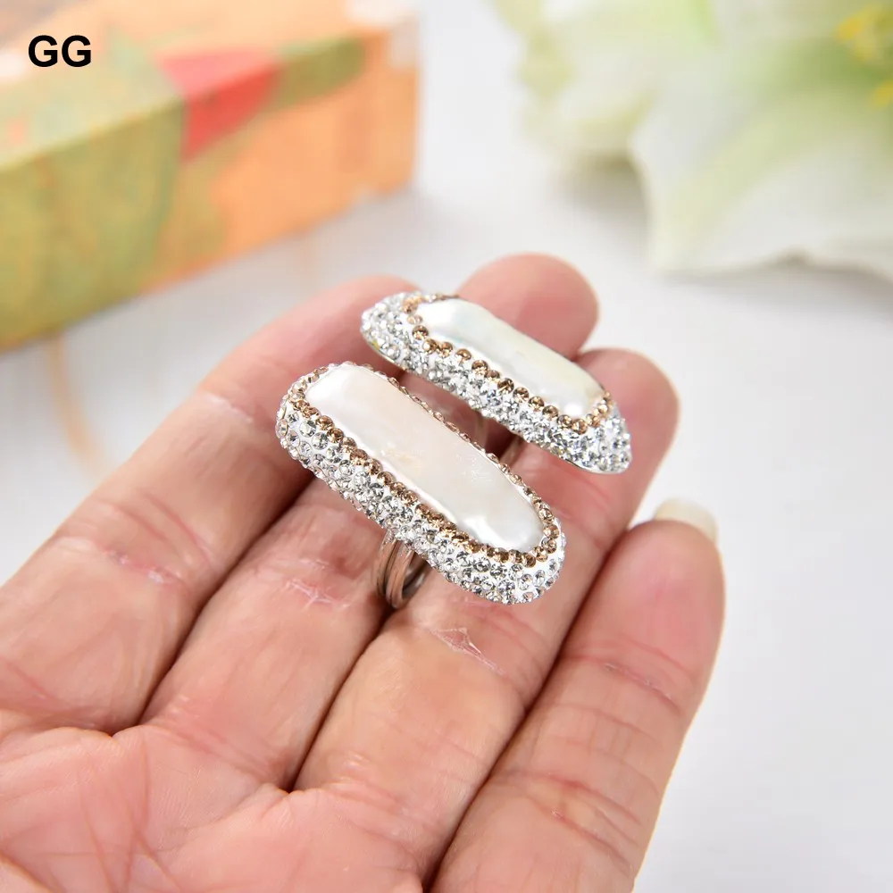 GuaiGuai ювелирные изделия Пресноводный Культивированный белый Бива жемчуг стразы