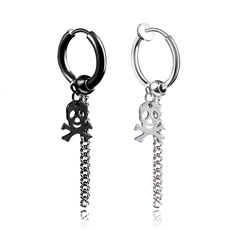 Серьги гвоздики из нержавеющей стали в стиле панк серьги подвески виде черепа
