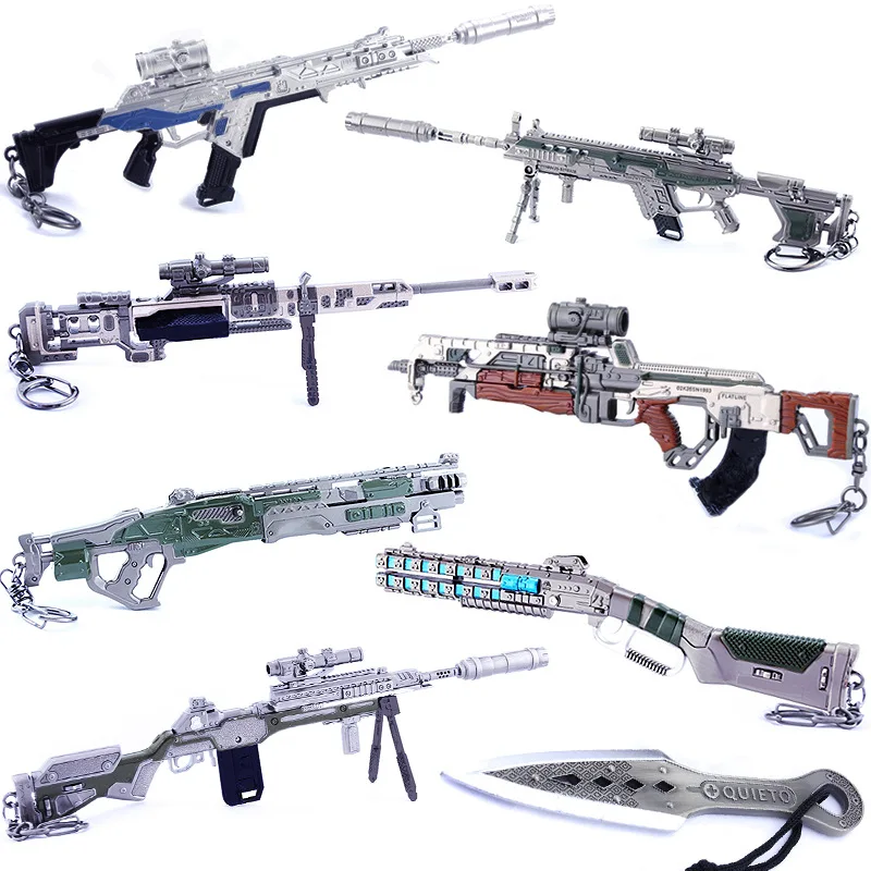 

APEX Hero Game Peripheral Keychain 21CM Gun Weapon Model Garage Kit Electroplated Metal Weapon Decoration Gift