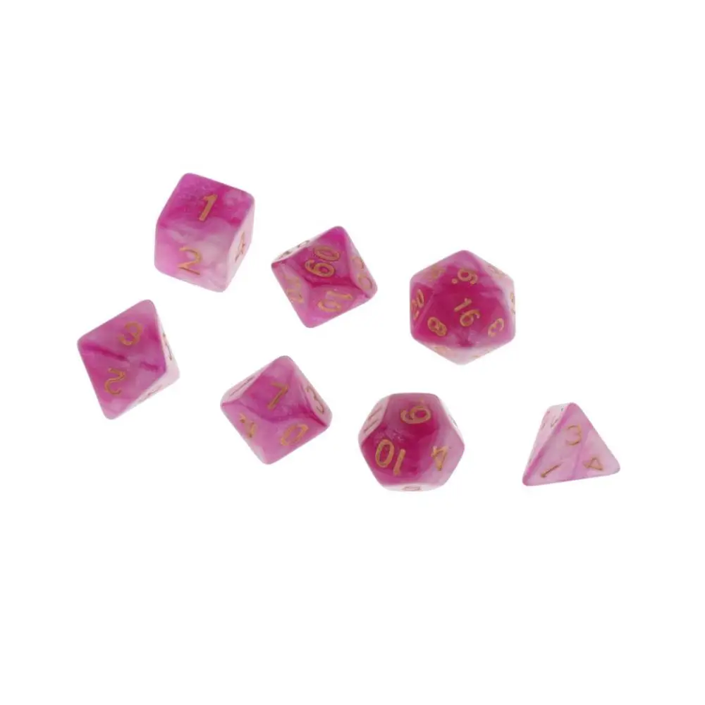 MagiDeal, 7 штук, многогранные кости для подземелий и драконов, D20, D12, D10, D8, D6, D4, настольные игры+ вечерние кубики - Цвет: 7pcs Red Yellow