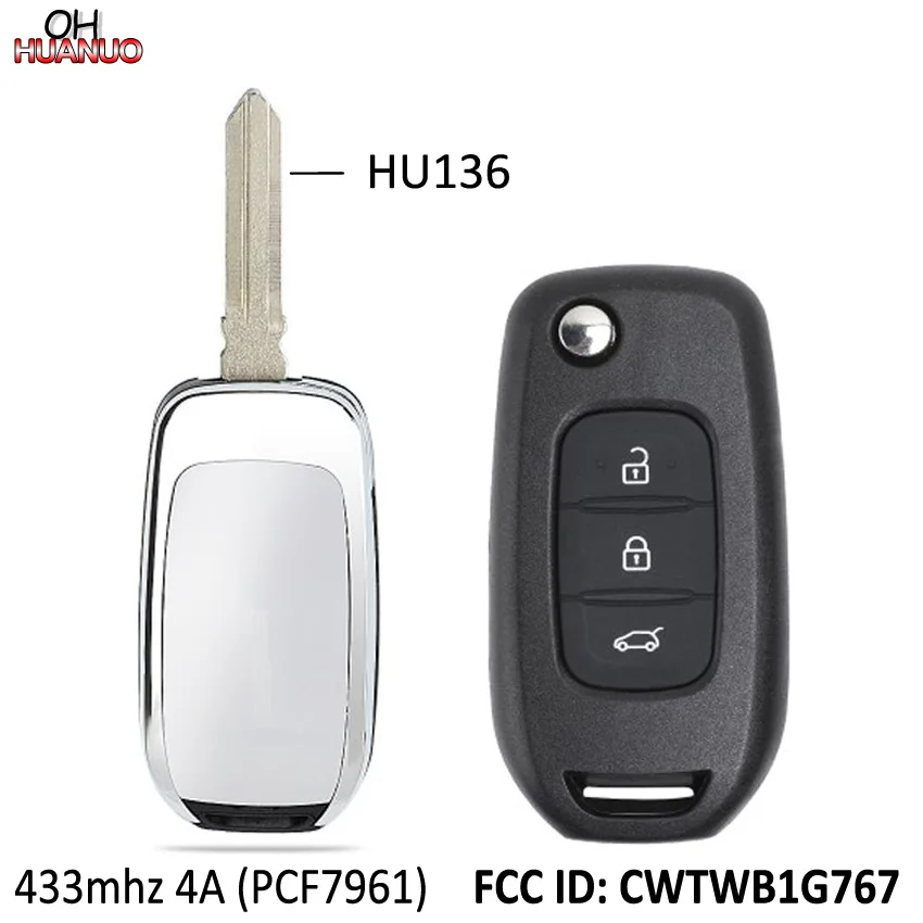 Пульт дистанционного управления PCF7961 4A с 3 кнопками чип для Renault Kadjar Captur Megane 2013-2017