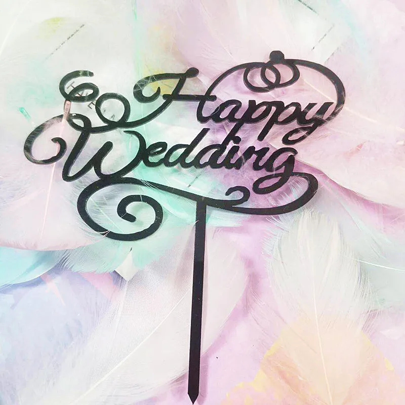 

Черные акриловые топперы для торта на свадьбу INS, золотые свадебные аксессуары для торта на День святого Валентина, свадьбу, вечеринку