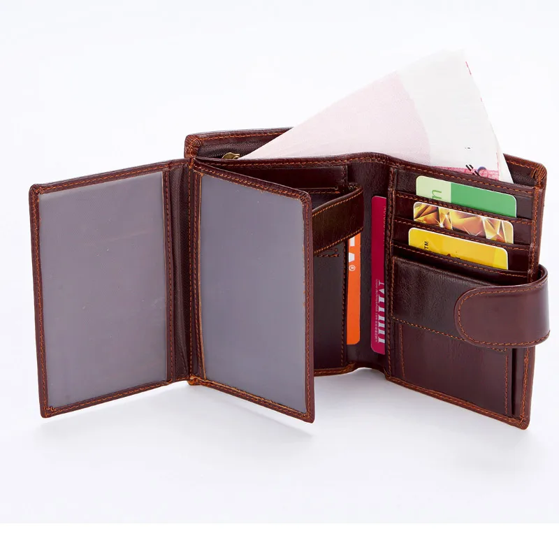 Короткий кошелек мужской из натуральной кожи удобный бумажник с монетницей