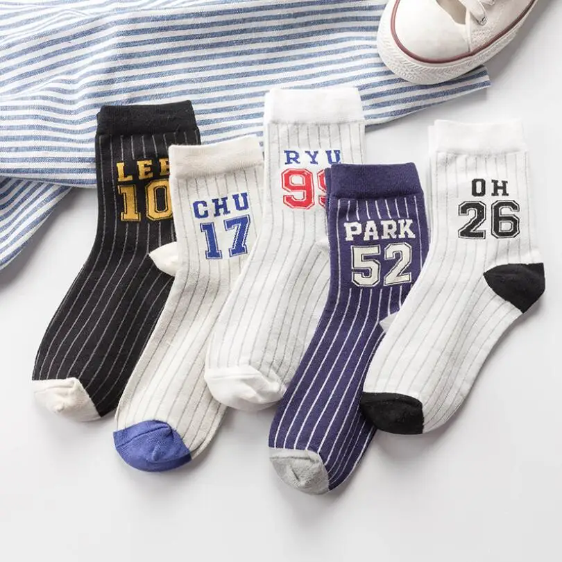 

Женские однотонные хлопковые носки до щиколотки с буквами, носки в полоску с животными, носки с цифрами для девочек, короткие зимние носки 5 ...