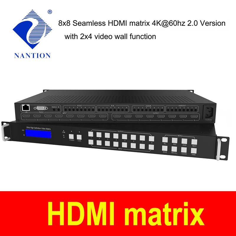 seamless Hdmi-compatible 2.0 matrix 8x8 support 2x4 video wall 4K60hz 4:4:4 |
