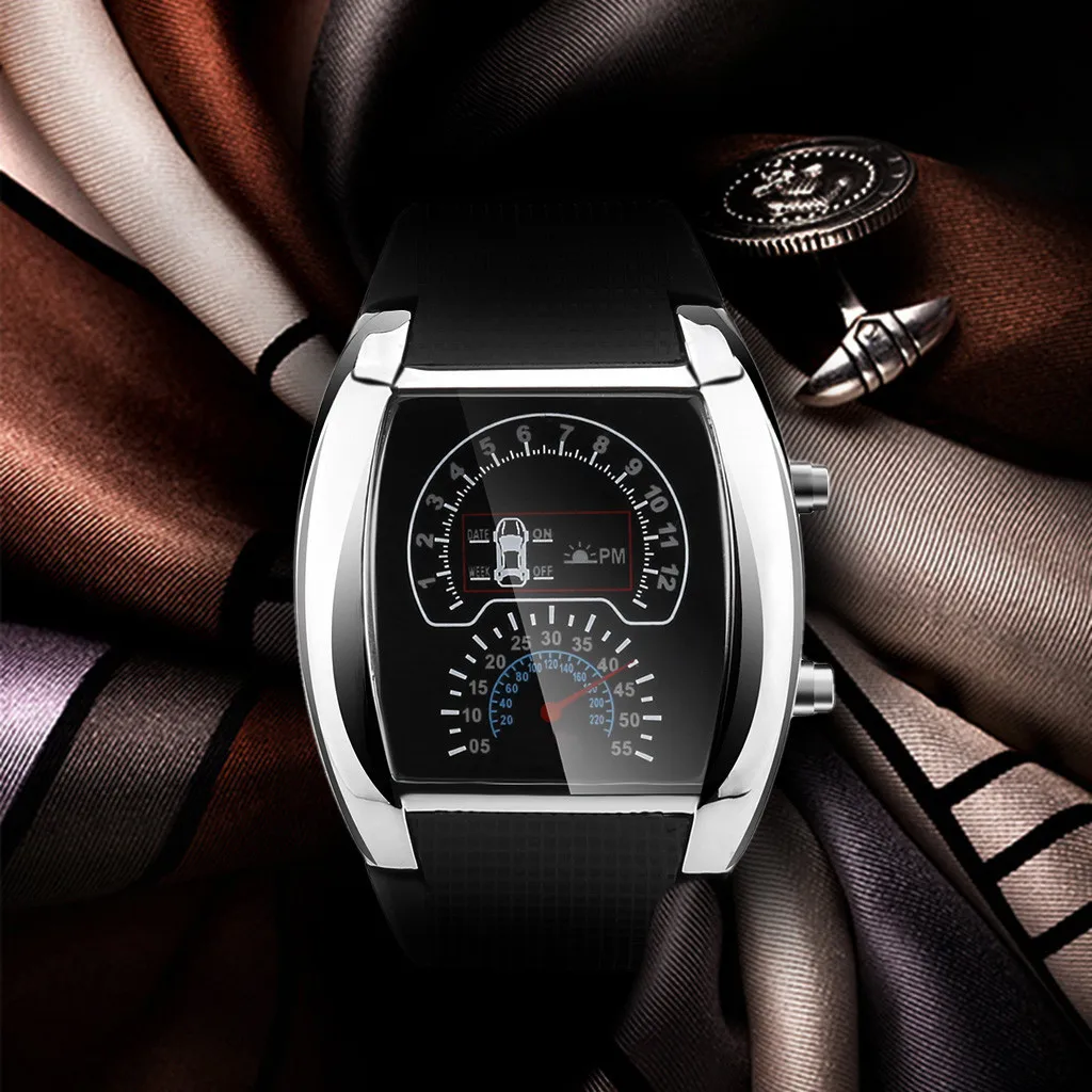 2019 Модные кварцевые наручные часы Мужская мода светодиодный светильник вспышка